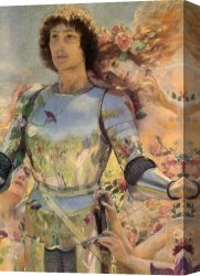 Antoine Canvas Paintings - The Knight of the Flowers [detail left] by Georges Antoine Rochegrosse
